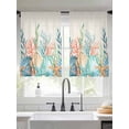 thumbnail image 2 of Summer Ocean Sheer Curtains 45 Inch Length 2 Panels for Living Room, Watercolor Coastal Coral Shell Seaweed Beige Voile Kitchen Curtain Set, Luxury Privacy Drapes Window Treatment for Bedroom, 2 of 7