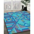 thumbnail image 2 of Ahgly Company Indoor Square Patterned Windows Blue Area Rugs, 7' Square, 2 of 6