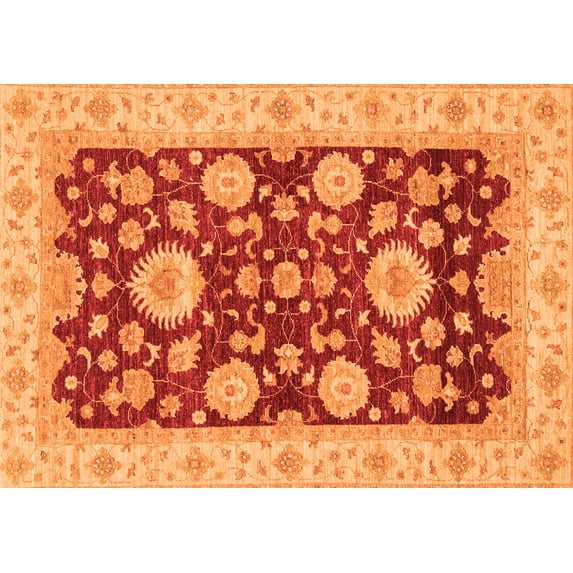 Ahgly Company Indoor Rectangle Oriental Orange Traditional Area Rugs, 2' x 4'