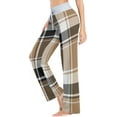 thumbnail image 3 of Women's Pajama Pants Brown Plaid Comfy Stretch Sleepwear Essentials womens Lightweight Lounge Terry Pajama Pant, X-Small, 3 of 7