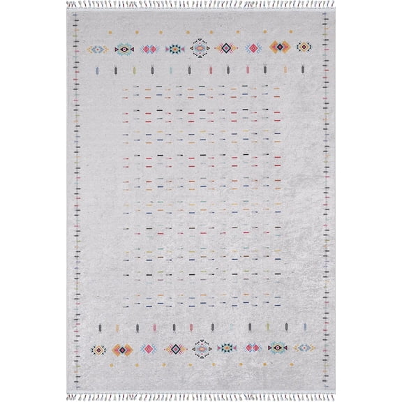 Mlynary Grey Modern Polyester Area Rugs for Living Room Washable Rugs Boho Moroccan Area Rug Soft Geometric Bohemian Carpet Distressed Indoor Rug for Bedroom Dining Room Office Nonslip Rug