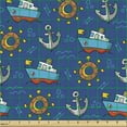 thumbnail image 2 of Ambesonne Nautical Fabric by the Yard Upholstery, Ship Cartoon Art, 1 Yard, Multicolor, 2 of 5