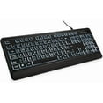 thumbnail image 1 of KOPJIPPOM Large Print Backlit Keyboard, USB Wired Computer Keyboard, Full Size Keyboard with White Illuminated LED Compatible for Windows Desktop, Laptop, PC, Gaming, Black, 1 of 7