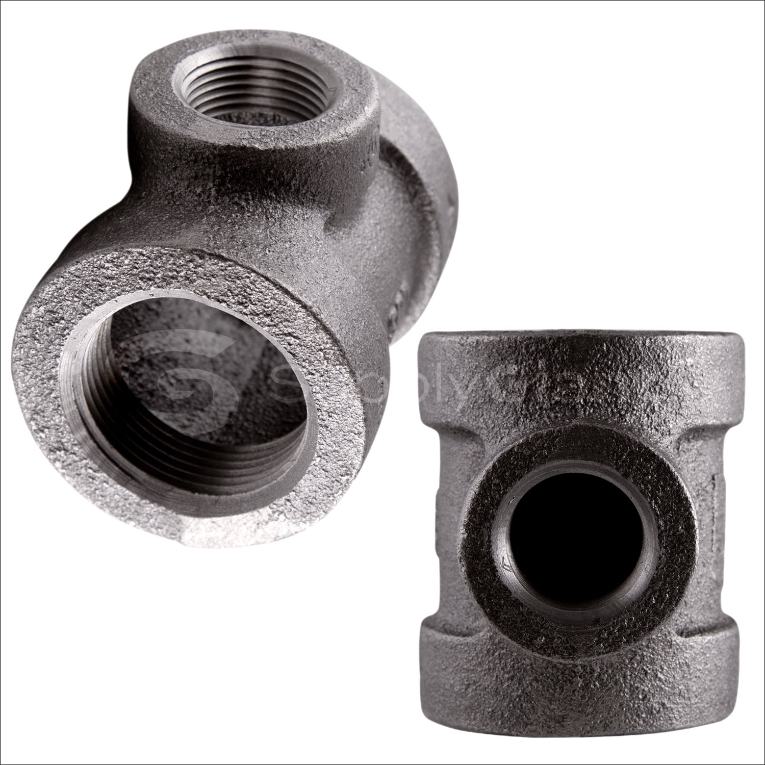 Supply Giant 1-1/4" x 1-1/4" x 3/4" BLack Pipe Fitting Reducing Tee Cast Iron