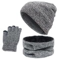 thumbnail image 3 of Gorro de invierno Conjunto de bufanda y guantes Tejidos con forro cálido Gris claro Zulema Gorro cálido Beanie, 3 of 5