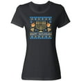 thumbnail image 3 of Inktastic Happy Hanukkah Sweater Style Design with Menorah and Dreidel Women's T-Shirt, 3 of 5