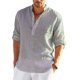 thumbnail image 4 of Camisa de lino de manga larga para hombre, camisa informal de algodón y lino, top S-5xl, 4 of 4