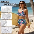 thumbnail image 5 of Garronmavis Womens Bikinis Sets Tropical Floral Twist Front Tummy Control Swimwear Crisscross Tie Back 2 Piece Bathing Suits Adjustable Spaghetti Strap Swimsuits, 5 of 6
