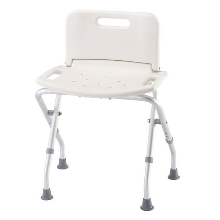 Folding Bath Seat With Back Support Portable Shower Bench White