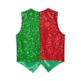 thumbnail image 4 of YONGHS Kids Boys Christmas Costume Color Block Sequin Vest Stage Show Waistcoat 4-14 Red&Green 14, 4 of 7