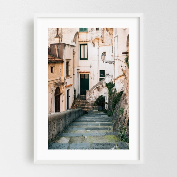 The Long Walk into Town - Minori Campania Italy Photography White Framed Wall Art Print 12 x 18 inches