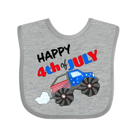 

Inktastic Happy Fourth of July Monster Truck Gift Baby Boy or Baby Girl Bib