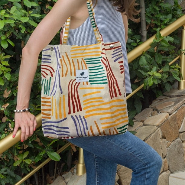 Lightweight Corduroy Tote Bag In With Large Capacity For Youe Travel Daily Use Adjustable Strap Easy And Fashionable