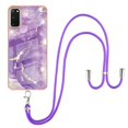 thumbnail image 2 of Galaxy S20 Case, Allytech Luxury Marble Pattern Rubber Flexible TPU Drop Protection Anti-scratch Lanyard Back Cover for Girls Women Case for Samsung Galaxy S20, Purple, 2 of 4