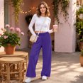 thumbnail image 5 of Resicozy Wide Leg Sweatpants Women Fall Winter Baggy Casual Low Rise Drawstring Lounge Track Travel Pants With Pockets Purple M, 5 of 7