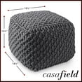 thumbnail image 6 of Casafield Square Pouf Ottoman, Dark Gray - 18.5" W x 18.5" D x 14.5" H Cotton Knit Foot Stool - Boho Floor Pouffe for Living Room, 6 of 7