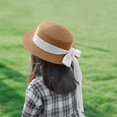 thumbnail image 4 of Circunferencia de la cabeza 48-51 cm Sombrero de copa para niños Sombrero de paja de encaje con tapa plana Sombrero de paja Sombrero para el sol para niños Verano, 4 of 5