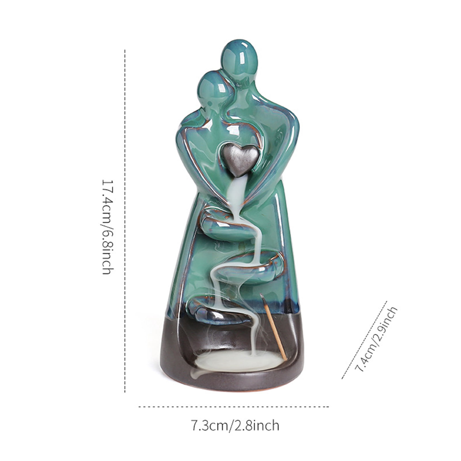 Dserhfy Waterfall Incense Burner Couple Hug Love Statue Model Ceramics Ornament Creative Air Freshener Handicraft Incense Cone Holder for Living Room Home Zen Decoration Valentine's Day Gift