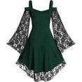 thumbnail image 3 of Vestido gótico renacentista para mujer, vestidos de manga trompeta de encaje con hombros descubiertos, vestido Medieval Steampunk, disfraz de Halloween, 3 of 4