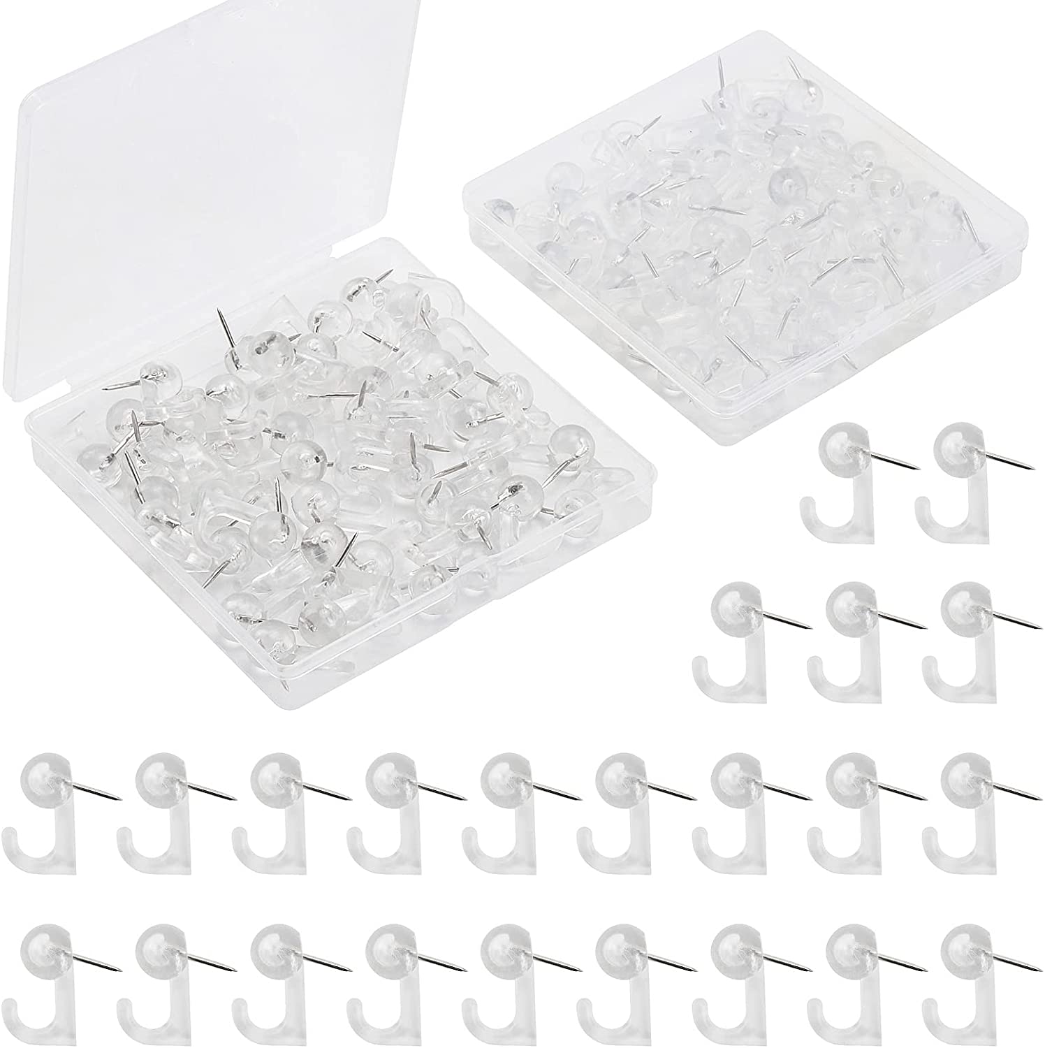 100 Pieces Push Pin Hooks Plastic Heads Pin Tacks Cork Board Hooks for