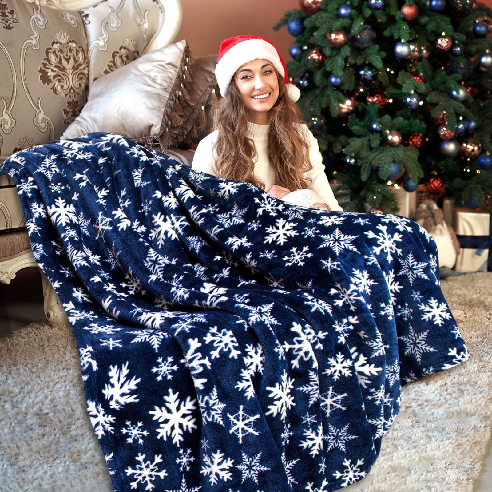 Christmas Blanket, Super Soft Christmas Prints Fleece Blanket, Holiday Theme Home Decor, Fuzzy Warm and Cozy Throws for Winter Bedding, Couch and Gifts, Clearance Sales! 27 X 40 Inch