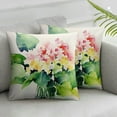 thumbnail image 2 of Nawypu  Floral Throw Pillow Cushion Cover, Hydrangea Flower Bouquet in Watercolor Blossoms Botany Petals Image, Decorative Square Accent Pillow Case, 2pcs, Forest Green Yellow Pink, 2 of 6