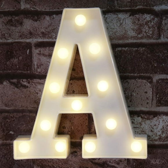 Pooqla Panneau Lumineux à Lettres LED, Lettres Alphabétiques Lumineuses pour Décoration de Maison Fête Mariage A