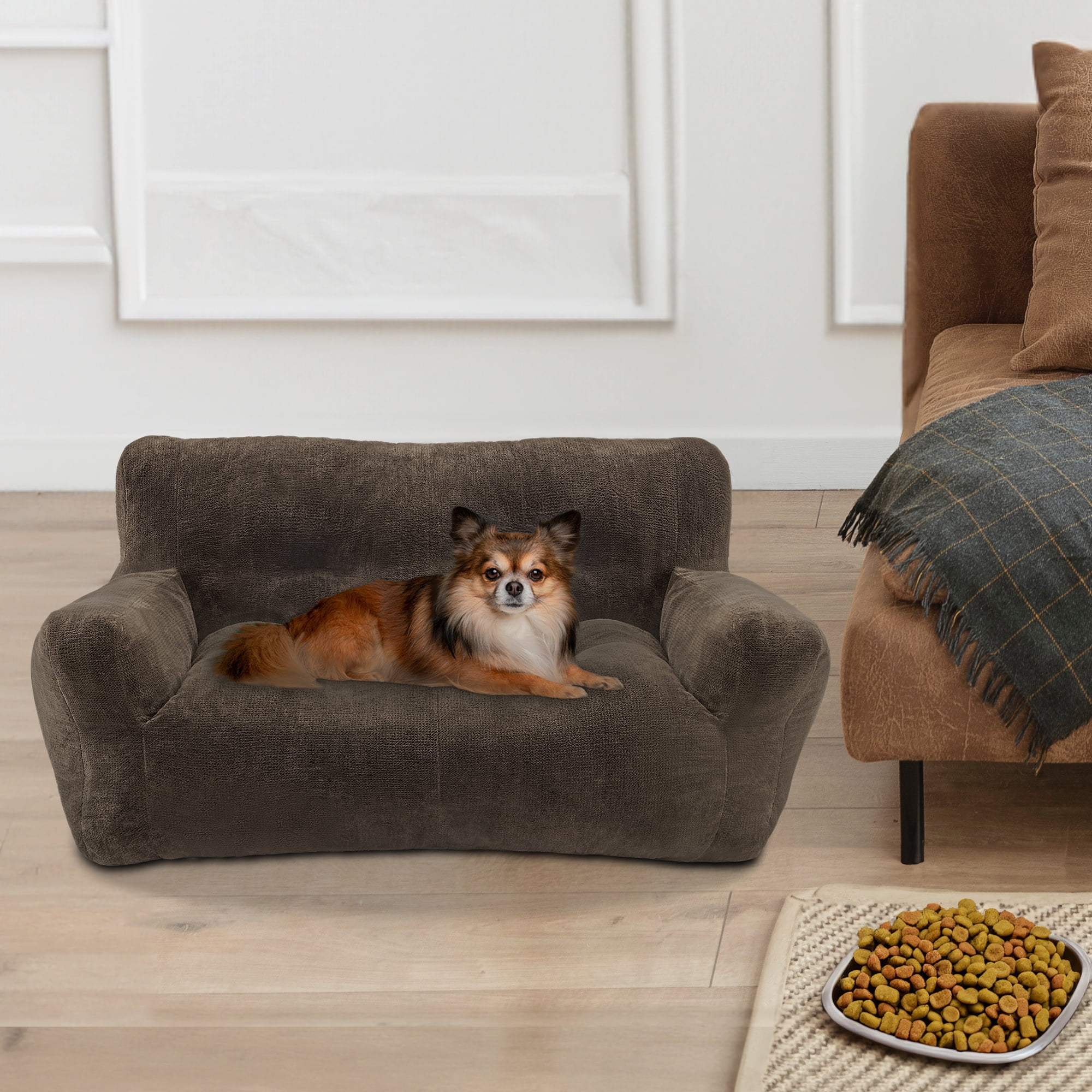 MCombo 43.3'' Large Pet Couch Dog Sofa Bed, Support up to 100lbs, No Assembly Need, Brown