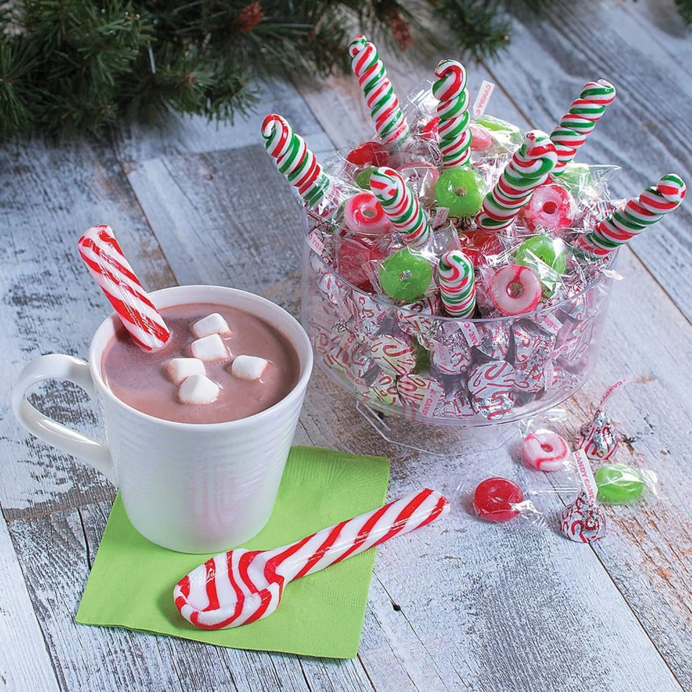 Swiss Miss Milk Chocolate with Mini Marshmallow Hot Cocoa Mix 6Cts Edible Candy Cane Peppermint Flavored Spoon 12Cts Party Favor Snacks Bulk Christmas Flavors Goody Filler Stocking Stuffers Box of 3