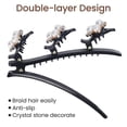 thumbnail image 3 of Braided Hair Clips with Pearl Sparkling Crystal Stone 4 PCS for Girls and Women Hair Styling Rhinestones Triple Duckbill Barrettes for Thick Hair, 3 of 5