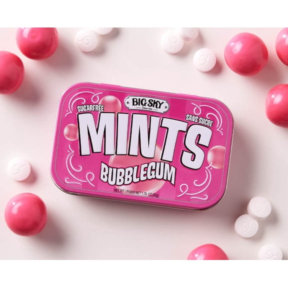 Big Sky Mints Bubblegum Sugarfree Gluten Free Kosher Certified 1.76 oz