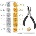 thumbnail image 1 of Jump Rings for Jewelry Making, Accessories and Necklace Repair with Jump Ring Pliers and Open Jump Ring (1200 Pieces, Silver and Gold), 1 of 5