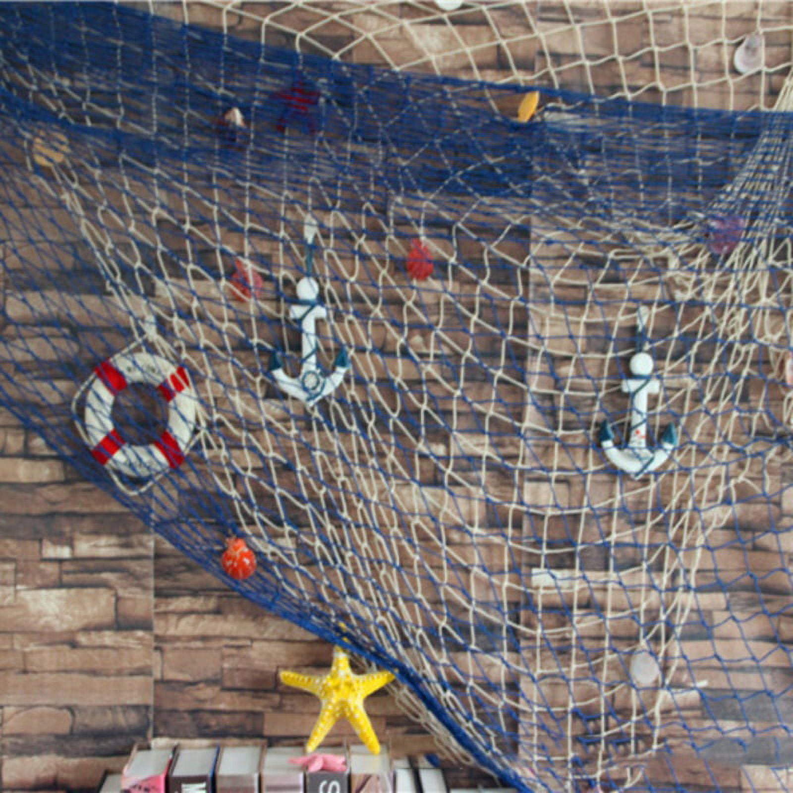 decorative fishing net hobby lobby 80x40 Inch w/Shells & Clips, 3mm Beige Natural Cotton Large Photo Hanging Fishnet, Wall Halloween Party Decorations for Nautical Pirate Hawaii Underwater Mermaid Themed Party : Home & Fishing Net Beach Theme Decor