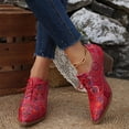 thumbnail image 6 of Xucatan Floral Embroidered Short Bootie for Women Traditional patterns Vintage Casual Pointed Toe Low Top Lace up Shoes Comfortable Chunky Block Heel Ankle Boots Gift, 6 of 7