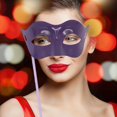 thumbnail image 4 of Máscara de de Halloween, accesorio de disfraz, máscara facial de fiesta versátil con palos para decoración de carnaval, disfraz de Mardi violeta, 4 of 8