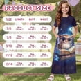 thumbnail image 7 of Uourmeti Girl's Short Sleeve Dress Cute Owl Books Print Round Neck Loose Casual Long Maxi Dress with Pockets Flowy Cute Outfits, Size 11-12 Years, 7 of 7
