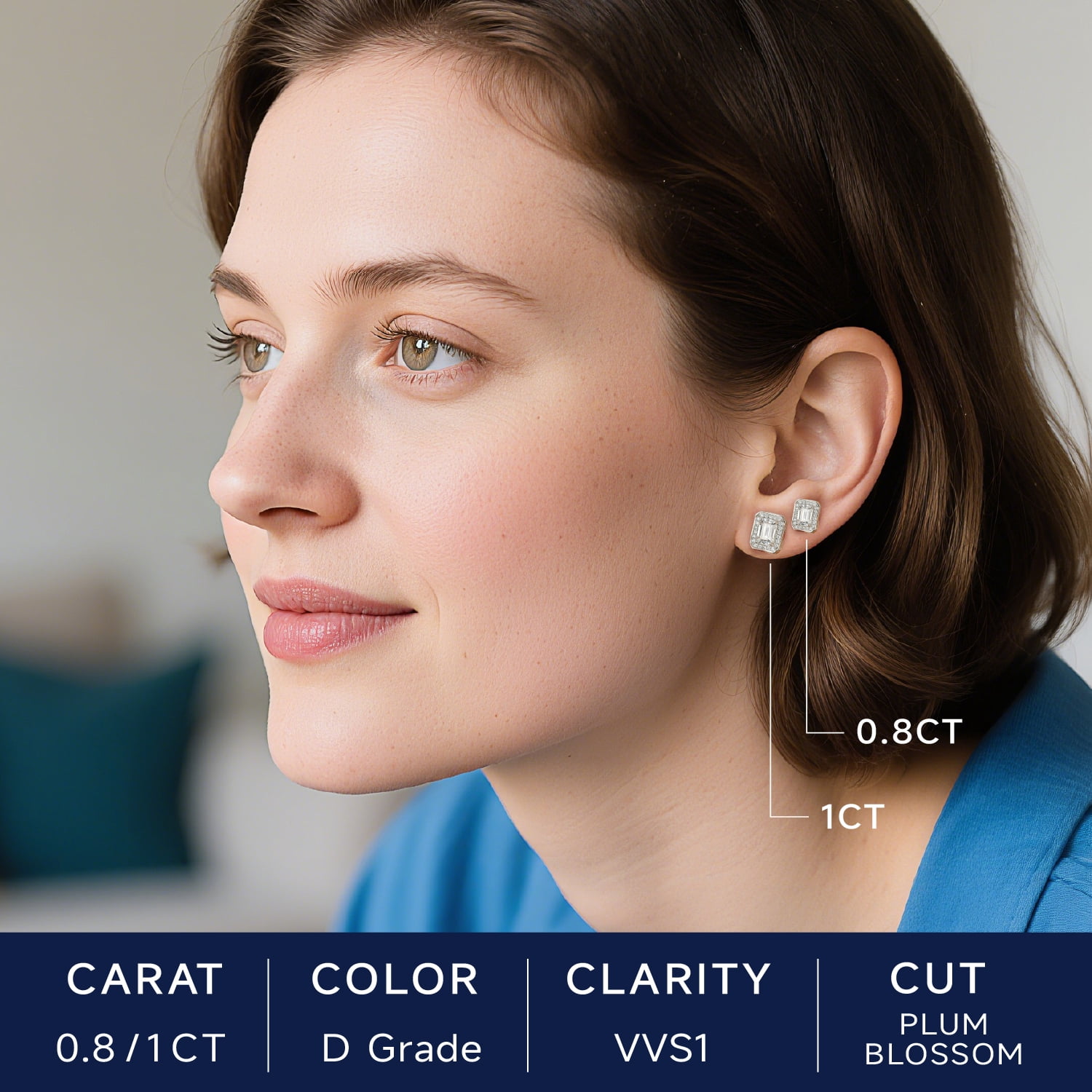 MomentWish 2 Carat Moissanite Stud Earrings for Women 925 Sterling Silver Jewelry Gifts for Valentine Mother's Day Christmas