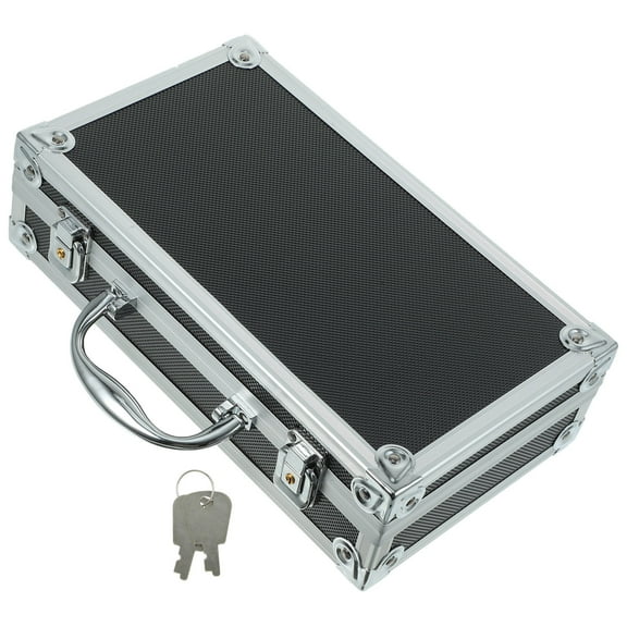 PTOOTP Black ABS Plastic Tool Box with Reinforced Handle Storage Organizer for Tools and Accessories