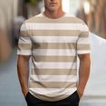 thumbnail image 5 of Afuyipoi Men's T - shirts,Stripe Print Round - Neck Casual Short Sleeve Tees Khaki 3XL, 5 of 6