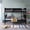 Black, variant on Home Design Ames Twin Over Twin Solid Wood Bunk Bed Frame, Convertible, Sturdy Guardrails, Black, Easy Assembly