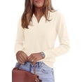 thumbnail image 3 of PRETTYGARDEN Womens Long Sleeve Collared Polo Sweater V Neck Knit Ribbed Business Casual Pullover Sweaters Fall Outfits, 3 of 8