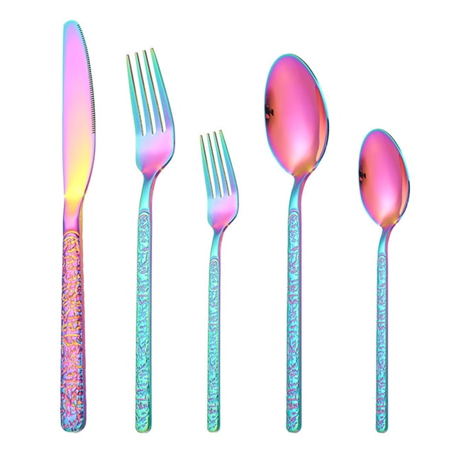 Juego de cubiertos de acero inoxidable de 20 piezas, servicio navideño para 4, juego de cubiertos, tenedores, cucharas y cuchillos para cocina casera