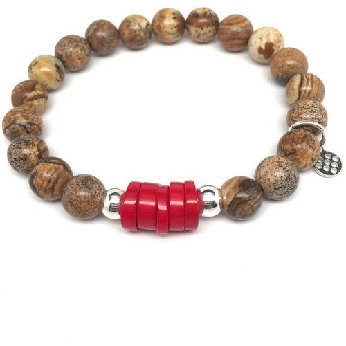 Julieta Jewelry Tan Picture Jasper "Coral" Sterling Silver Stretch Bracelet by Julieta Jewelry