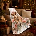 thumbnail image 3 of Garland, Cozy Botanical Garden Scene, Warm Flannel Blanket for Ranch House and Living Room with Detailed Artwork, Animal Lovers Birthday Gift, Playful Home Decor, 3 of 9
