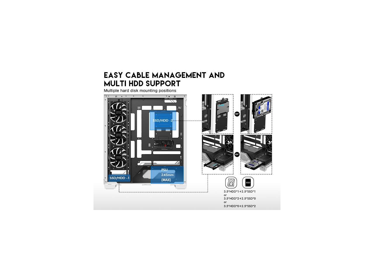DIYPC IDX2-Ultra-ARGB Black Dual USB3.0/ 1 x Type C Tempered Glass ATX Gaming Computer Case w/ Dual Tempered Glass Panel and 3 x ARGB PWM Fans (Pre-Installed)