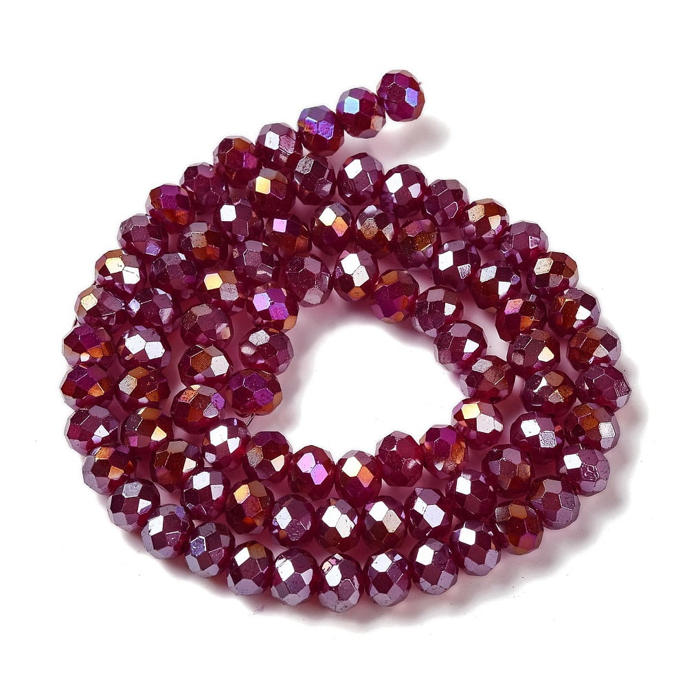Baking Electroplate Glass Beads Strands AB Color Faceted Round Dark Red 10x8mm Hole: 1mm about 63~65pcs/strand 18.90''(48~50cm)