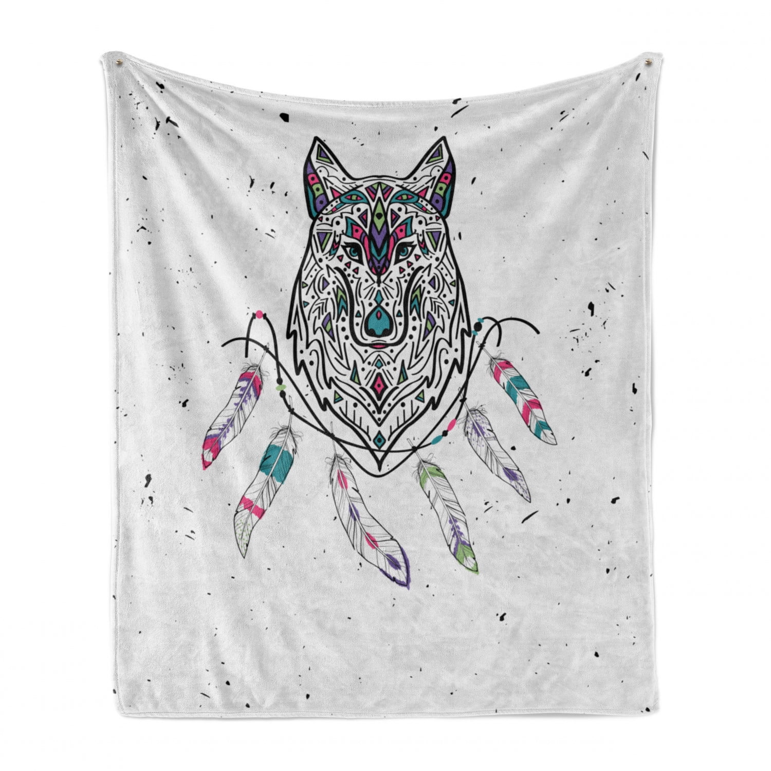 Hand Drawn Be Wild and Wonder Words Howling Wolf in The Woods Under Moon Ambesonne Adventure Soft Flannel Fleece Throw Blanket 50 x 60 Cozy Plush for Indoor and Outdoor Use Night Blue White 