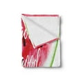 thumbnail image 2 of Saying Soft Flannel Fleece Throw Blanket, Watercolor Style Watermelon Slice with Eat Feel Text, Cozy Plush for Indoor and Outdoor Use, 50" x 60", Pink Black, by Ambesonne, 2 of 5