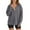 Grey, variant on Womens Fashion 2025 Oversized Long Sleeve Hoodies Button up V-Neck Hooded Sweatshirts Trendy Side Slit Solid Color Casual Ribbing Pullover Tops Grey S