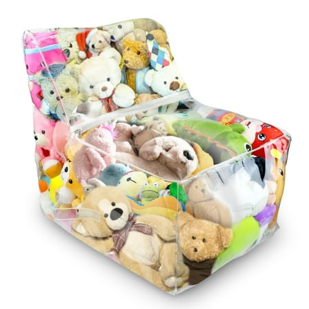 Stuffed Animal Bean Bag Storage, Bafezoze Clear Beanbag Chairs for Kids Toddlers, Waterproof Plushy Organizers Cover Only (Toys Not Included)